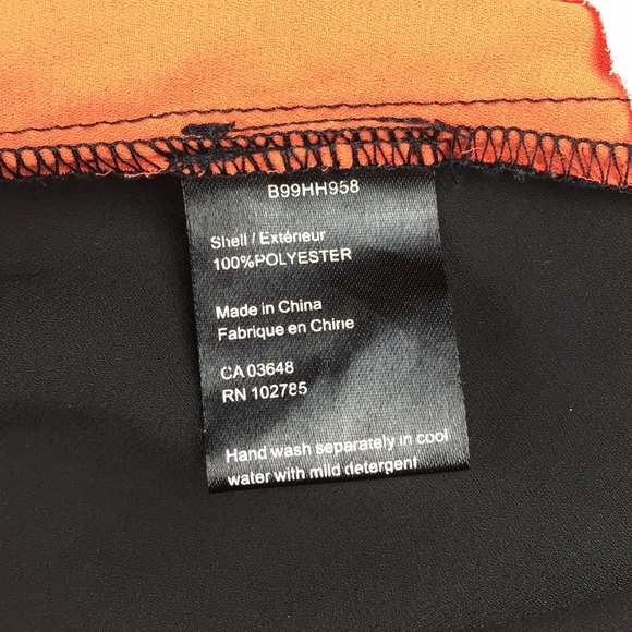 Sandra Angelozzi Orange Colorblock Button Down - Picture 3 of 4